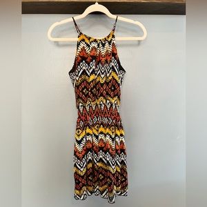 Fall High Neck Aztec Patterned Dress